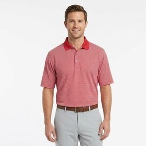 Pebble Beach Performance Golf Polo | Red & White Stripe | Stretch | Size XL